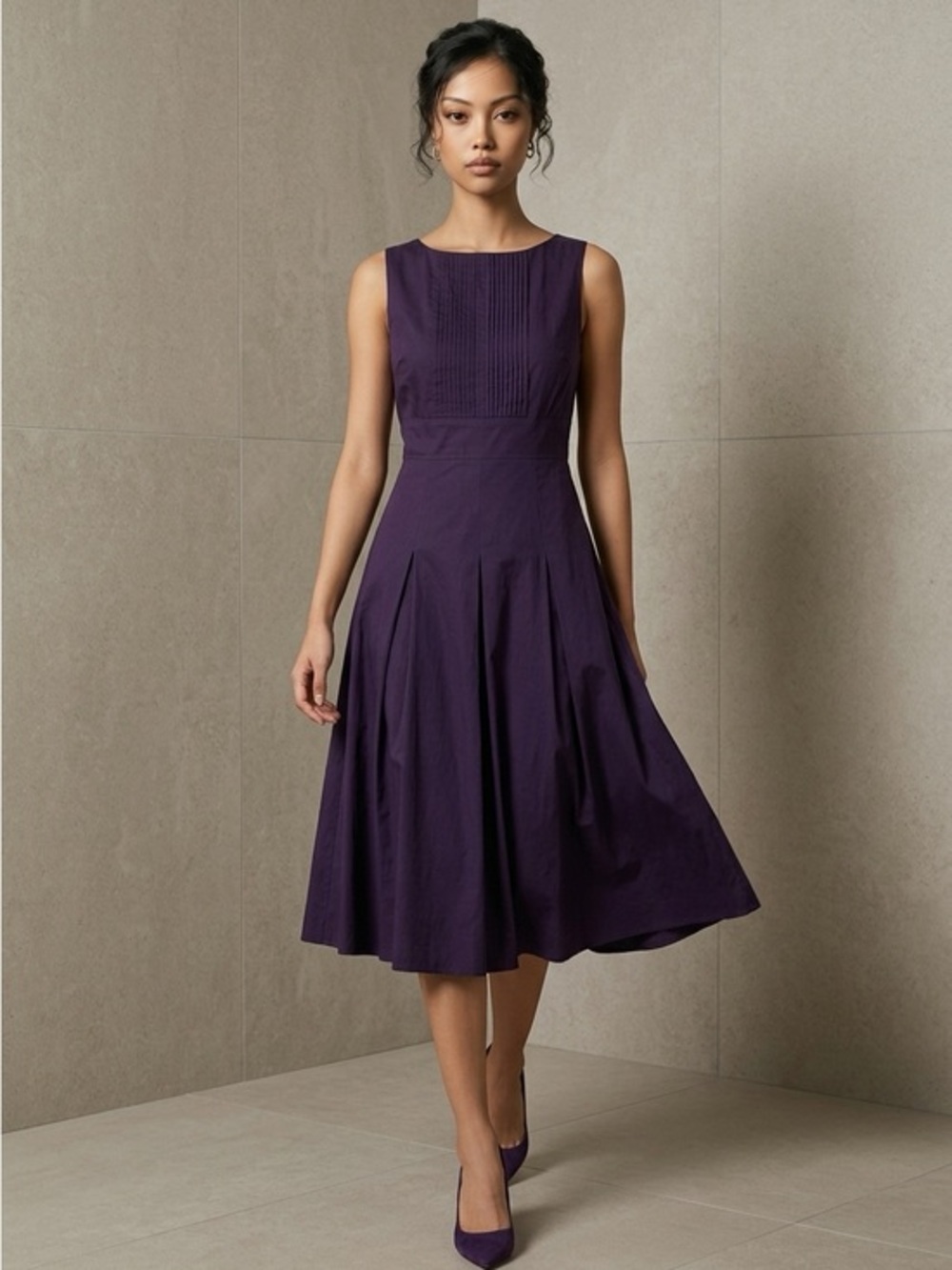RONEN CHEN PURPLE FIT & FLARE DATE NIGHT CHURCH DRESS SZ 1 / US SZ 6 $340
